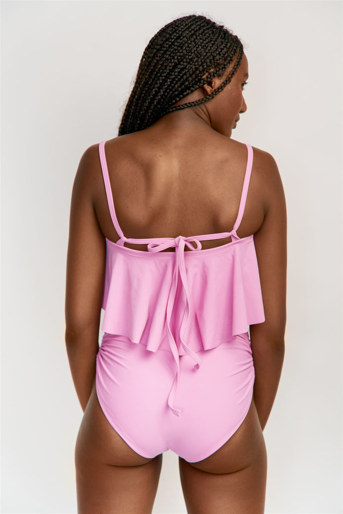 Back view of Mary Top in Orchid color - adjustable straps